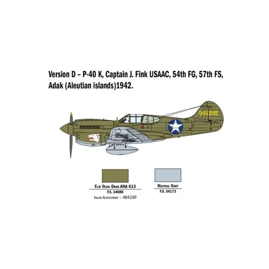 I2795-Avion P-40E/K Kittyhawk 1/48 Italeri - I2795