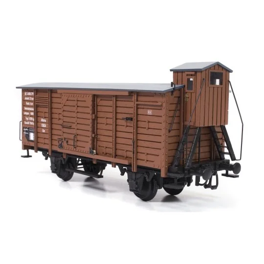 56002-Wagon de marchandise couvert avec guérite 1/32 kit construction bois métal OcCre