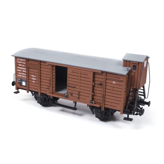 56002-OcCre 56002 Covered Freight Wagon with Guardhouse 1/32 Scale Wood and Metal Construction Kit