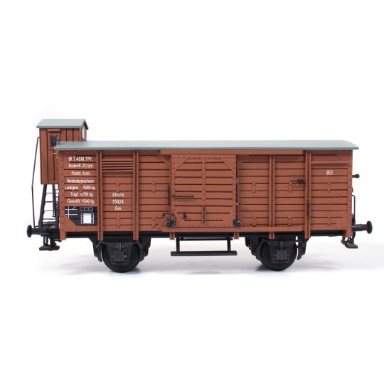 56002-OcCre 56002 Covered Freight Wagon with Guardhouse 1/32 Scale Wood and Metal Construction Kit