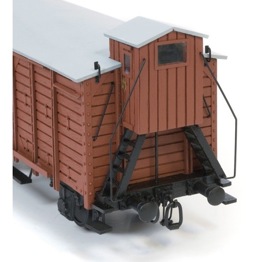 56002-Wagon de marchandise couvert avec guérite 1/32 kit construction bois métal OcCre