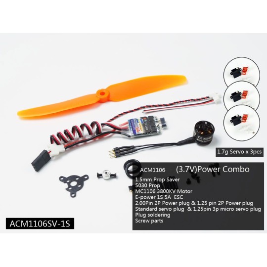 ACM1106SV-1S-Indoor motorization Kit BLS 1106 + ESC 1S + propeller + 3 servos DW hobby