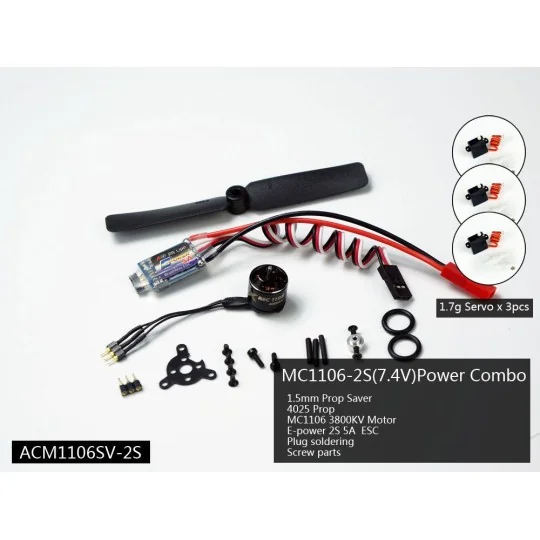Indoor motorization Kit BLS 1106 + ESC 2S + propeller + 3 servos DW hobby DW Hobby - Dancing Wings Hobby ACM1106SV-2S - 1 ACM1106SV-2S-Indoor motorization Kit BLS 1106 + ESC 2S + propeller + 3 servos DW hobby - ACM1106SV-2S