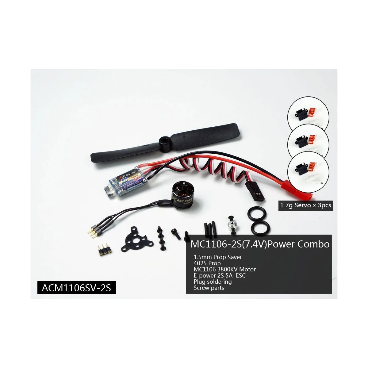 Indoor motorization Kit BLS 1106 + ESC 2S + propeller + 3 servos DW hobby DW Hobby - Dancing Wings Hobby ACM1106SV-2S - 1 Indoor motorization Kit BLS 1106 + ESC 2S + propeller + 3 servos DW hobby DW Hobby - Dancing Wings Hobby ACM1106SV-2S - 1