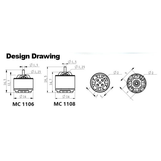 ACM1106SV-2S-Indoor motorization Kit BLS 1106 + ESC 2S + propeller + 3 servos DW hobby