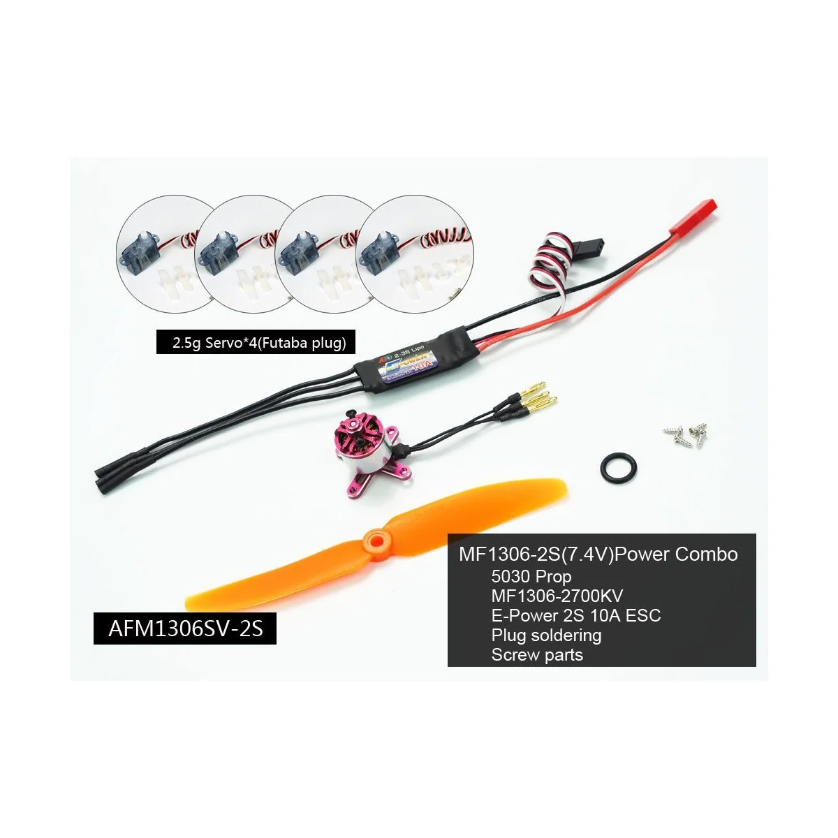 Kit motorisation indoor moteur bls 1306 + ESC 2S + hélice + 4 servos DW Hobby DW Hobby - Dancing Wings Hobby AFM1306SV-2S - 1