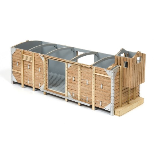 56002-OcCre 56002 Covered Freight Wagon with Guardhouse 1/32 Scale Wood and Metal Construction Kit