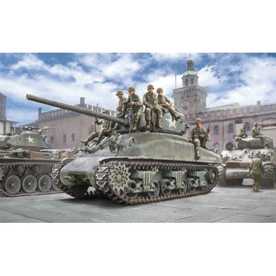 I6568-Tank M4A1 Sherman and INFANTRY US 1/35 Italeri