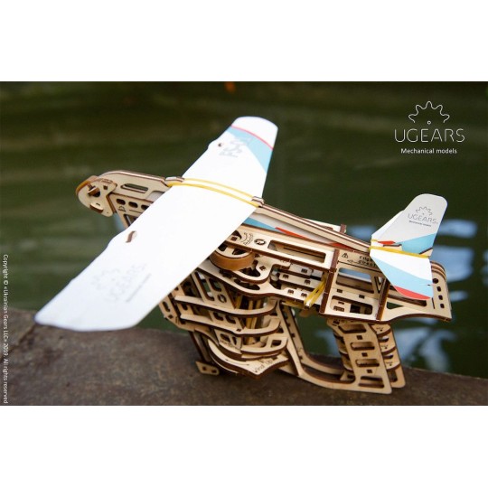 UG-70075-Lanceur catapulte d'avions Puzzle 3D bois UGEARS