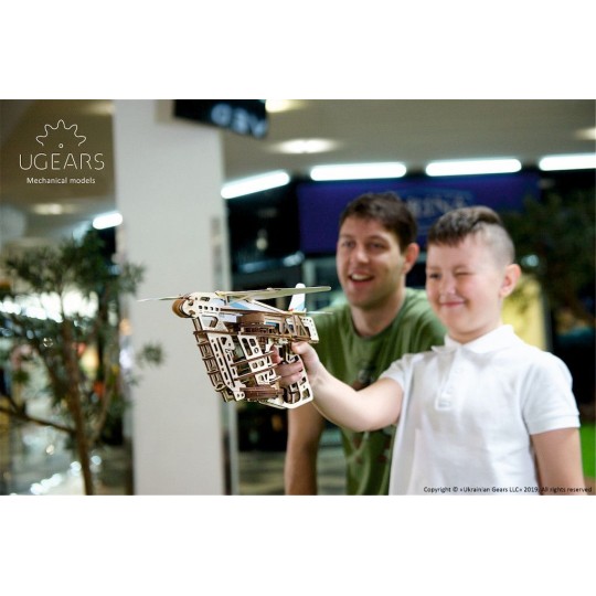 UG-70075-Lanceur catapulte d'avions Puzzle 3D bois UGEARS