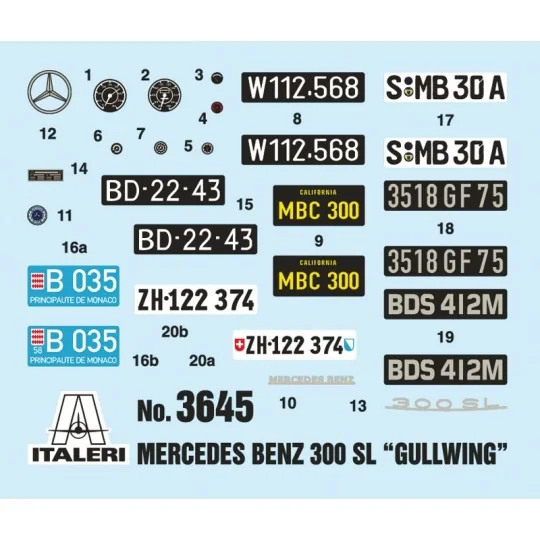 I3645-Mercedes Benz 300 SL Gull Wing 1/24 Italeri - I3645