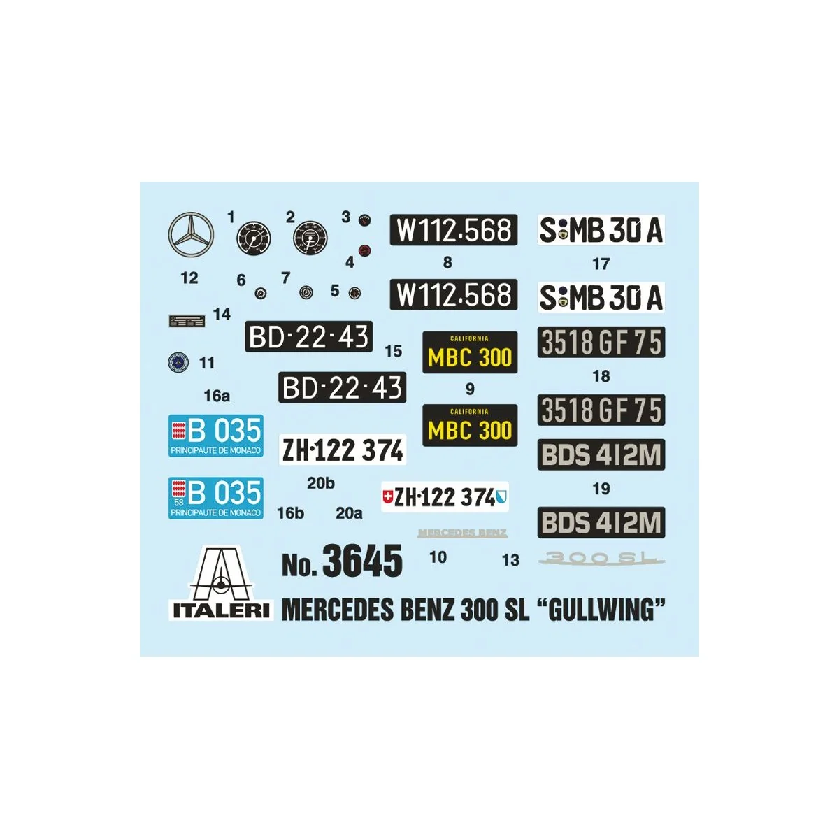 Mercedes Benz 300 SL Gull Wing 1/24 Italeri Italeri I3645 - 3