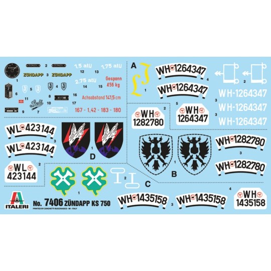 I7406-Sidecar Zündapp KS 750 1/9 Italeri