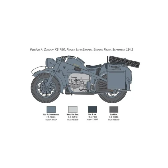 Sidecar Zondapp KS 750 1/9 Italeri Italeri I7406 - 4 I7406-Sidecar Zondapp KS 750 1/9 Italeri - I7406
