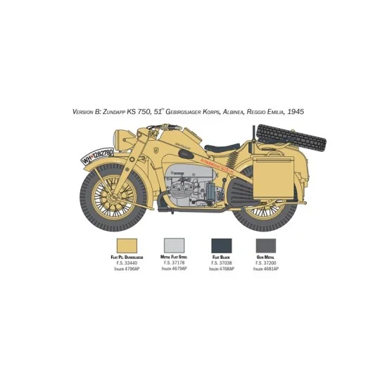 Sidecar Zondapp KS 750 1/9 Italeri Italeri I7406 - 5 I7406-Sidecar Zondapp KS 750 1/9 Italeri - I7406