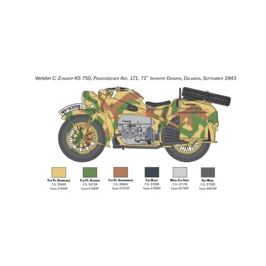 Sidecar Zondapp KS 750 1/9 Italeri Italeri I7406 - 6 I7406-Sidecar Zondapp KS 750 1/9 Italeri - I7406