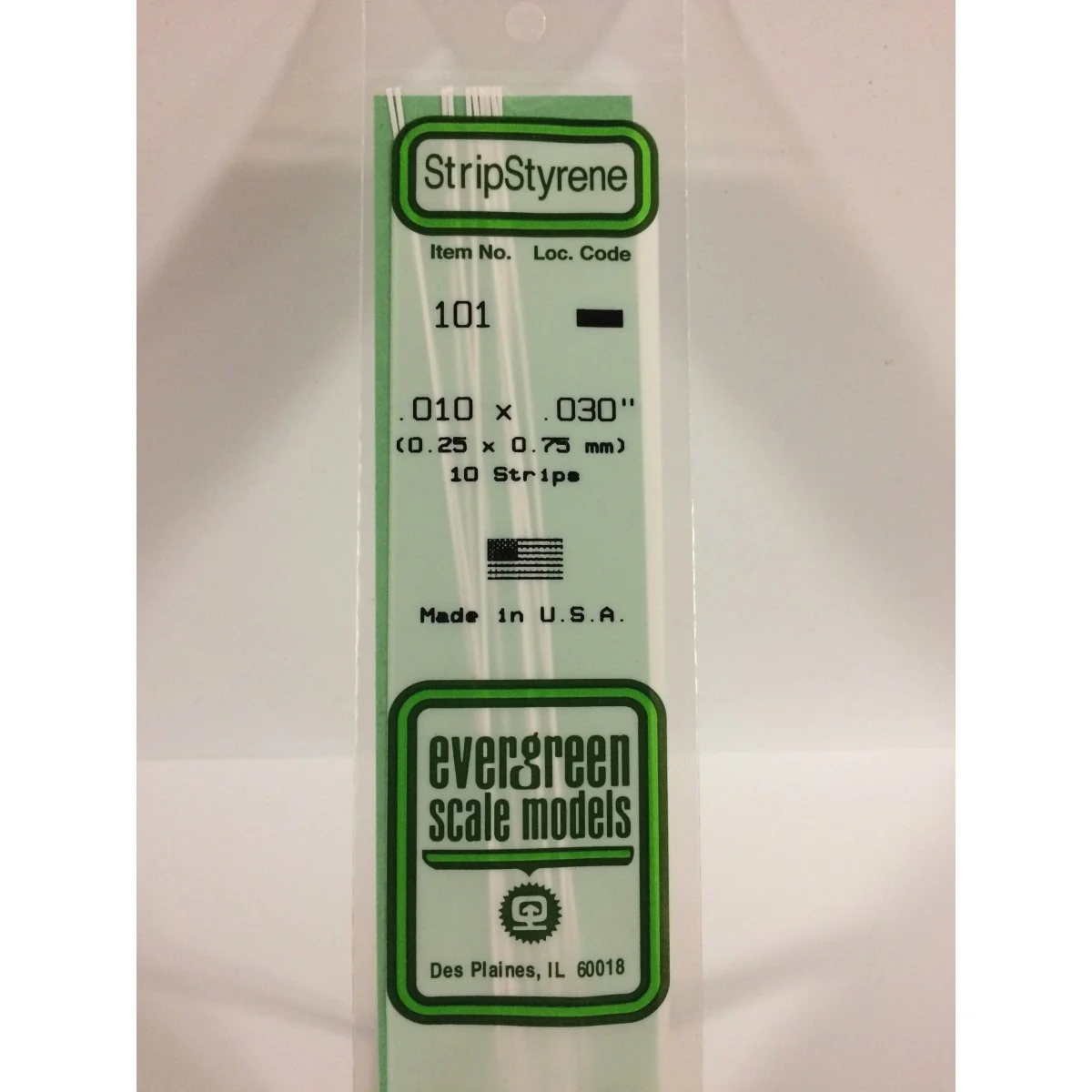 Baguette 0.25x0.75x350mm Ref : 101 - Evergreen Evergreen S1370101 - 1