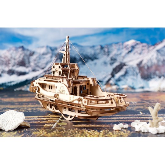 UG-70078-Bâteau remorqueur 3D bois UGEARS