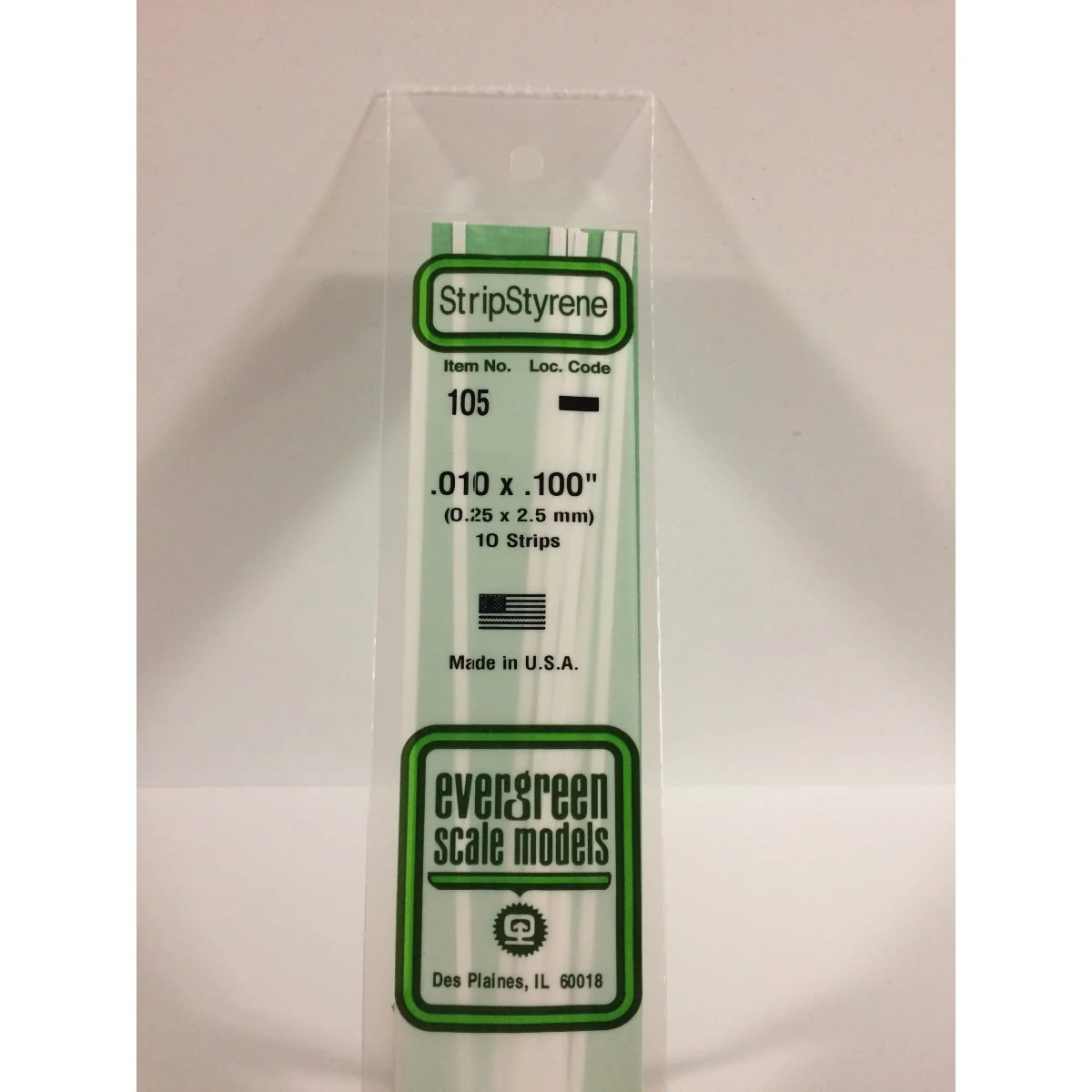 Wand 0.25x2.5x350mm Ref: 105 - Evergreen - S1370105