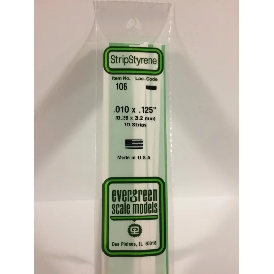 S1370106-Baguette 0.25x3.2x350mm Ref : 106 - Evergreen - S1370106