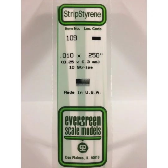 S1370109-Wand 0.25x6.3x350mm Ref: 109 - Evergreen - S1370109