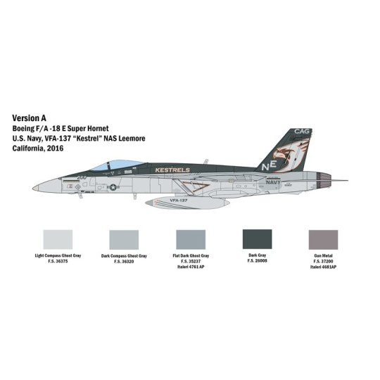 I2791-Airplane F/A-18 E Super Hornet 1/48 Italeri