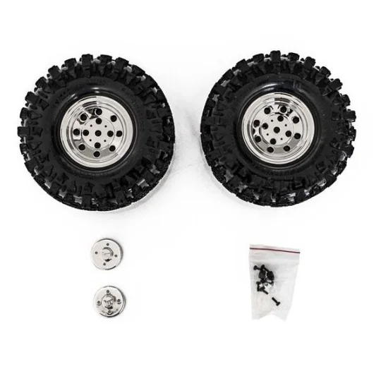 HT-SU1802002-Crawler Tires 1.9 Climber - Bedlock Chrome Rims 1/10 - Hobbytech