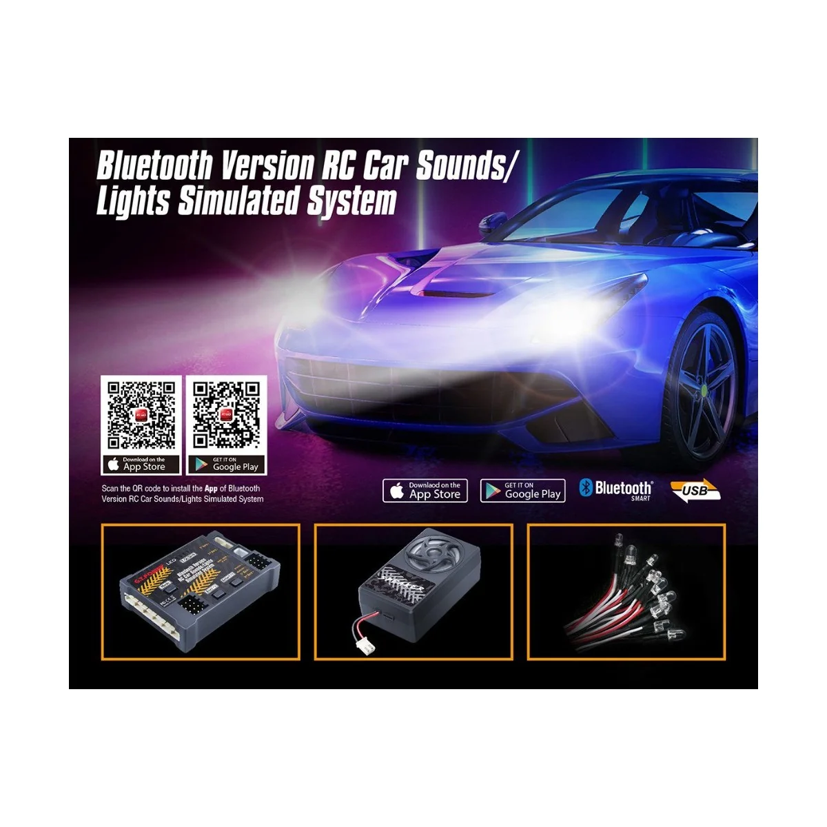 Bruiteur moteur + éclairage voitures Bluetooth GT-Power GT-Power GT-CARSOUND+LED - 9 Bruiteur moteur + éclairage voitures Bluetooth GT-Power GT-Power GT-CARSOUND+LED - 9