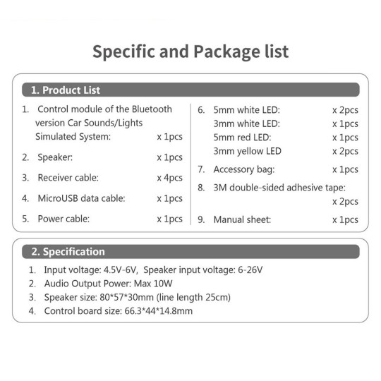 GT-CARSOUND+LED-Engine sound + Bluetooth car lighting GT-Power