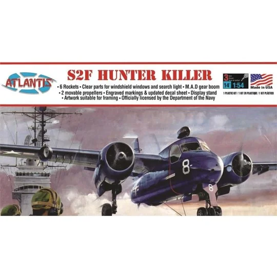 Aircraft S2F Hunter Killer 1:54 Atlantis Atlantis Models A145 - 1 A145-Aircraft S2F Hunter Killer 1:54 Atlantis - A145