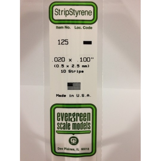 S1370125-Baguette 0.50x2.5x350mm Ref : 125 - Evergreen - S1370125