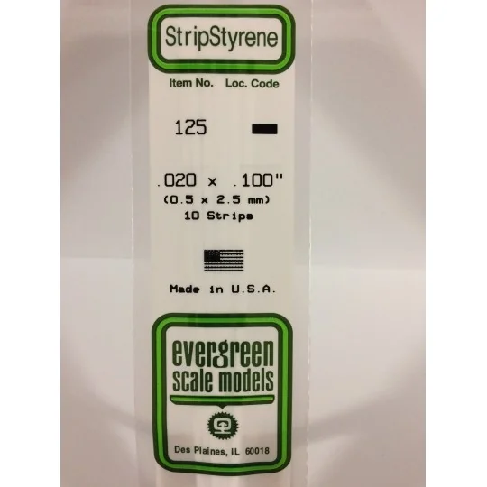 S1370125-Baguette 0.50x2.5x350mm Ref : 125 - Evergreen - S1370125