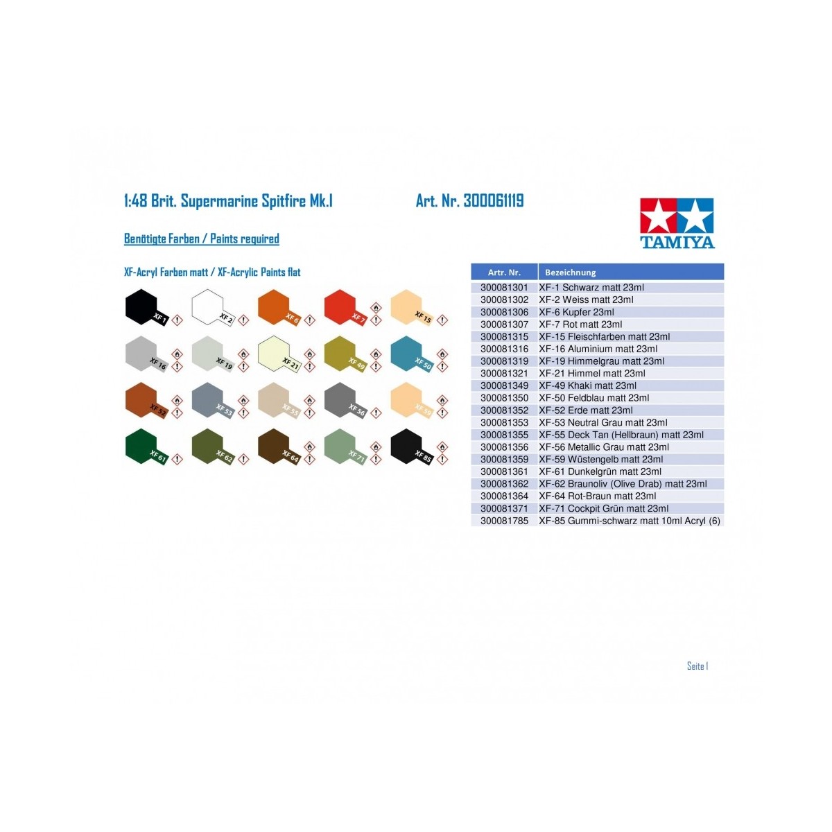 Avion Spitfire Mk.I Supermarine 1/48 Tamiya Tamiya 61119 - 19