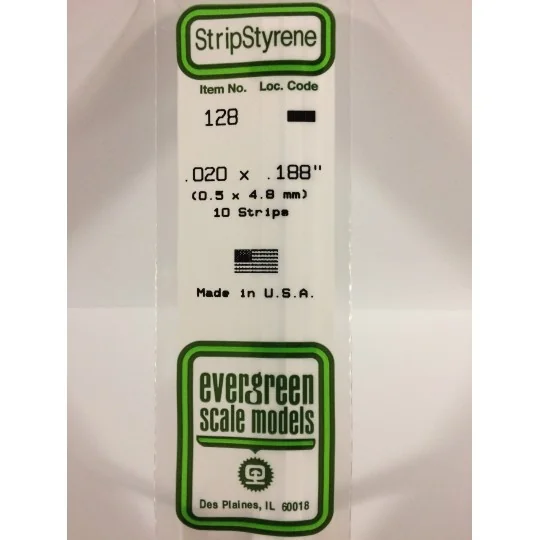 S1370128-Baguette 0.50x4.8x350mm Ref : 128 - Evergreen - S1370128