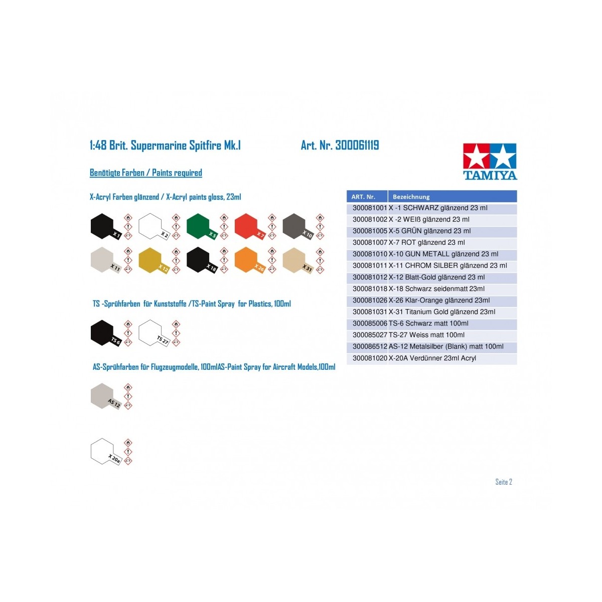 Avion Spitfire Mk.I Supermarine 1/48 Tamiya Tamiya 61119 - 20