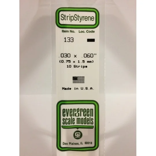 S1370133-Baguette 0.75x1.5x350mm Ref : 133 - Evergreen - S1370133