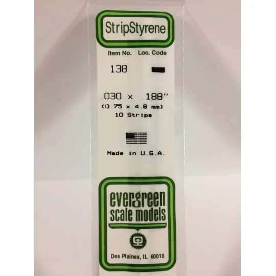 S1370138-Baguette 0.75x4.8x350mm Ref : 138 - Evergreen - S1370138