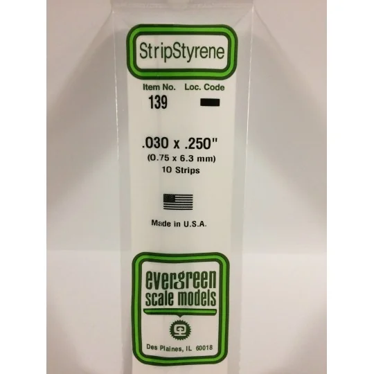 S1370139-Wand 0.75x6.3x350mm Ref: 139 - Evergreen - S1370139