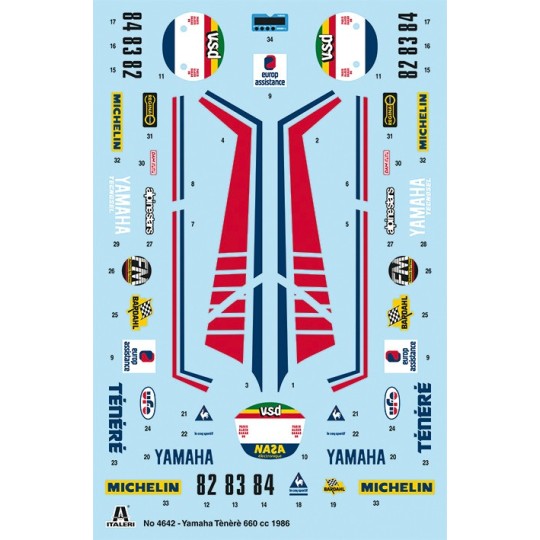I4642-YAMAHA Ténéré 660cc Paris Dakar 1986 1/9 Italeri