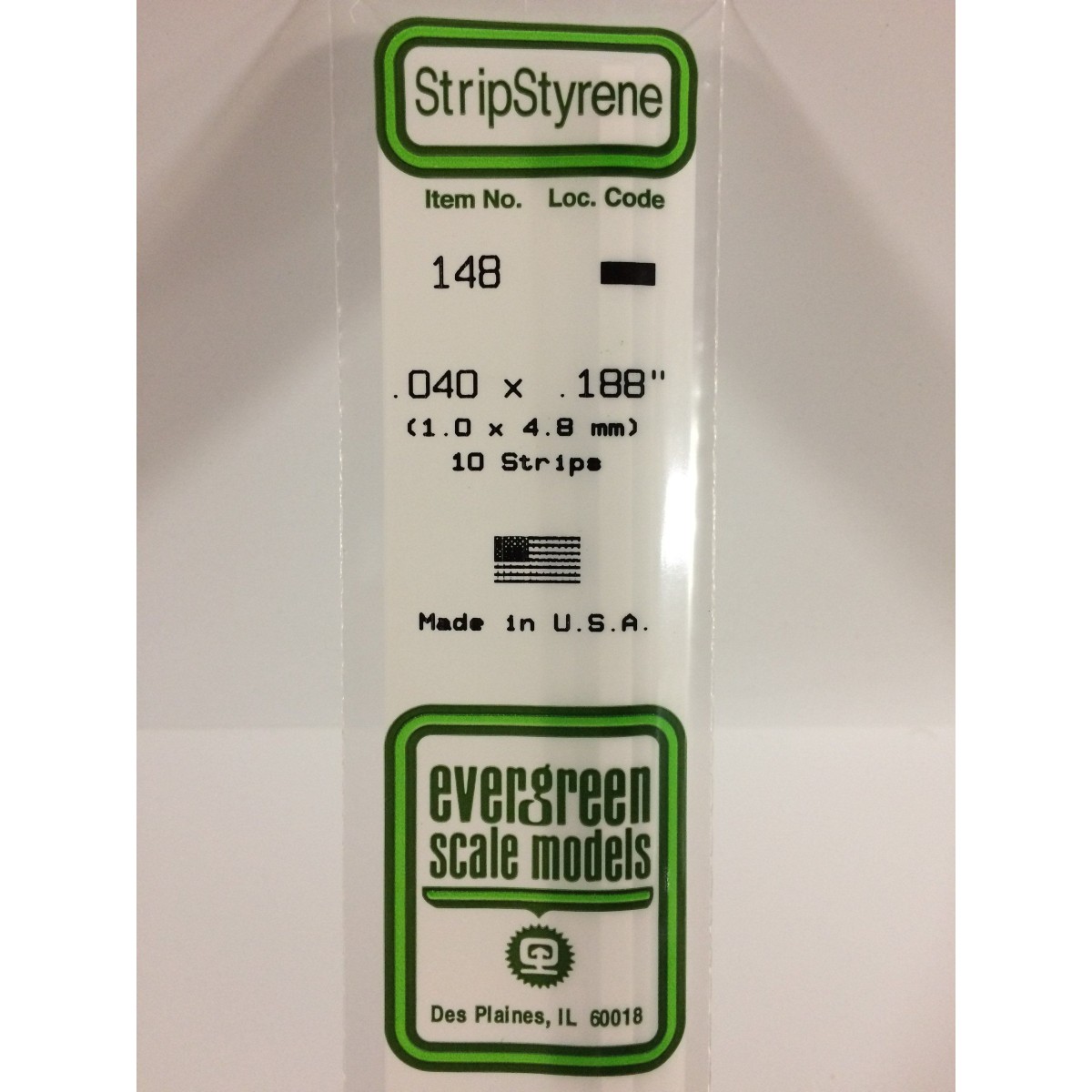 Baguette 1.0x4.8x350mm Ref : 148 - Evergreen Evergreen S1370148 - 1
