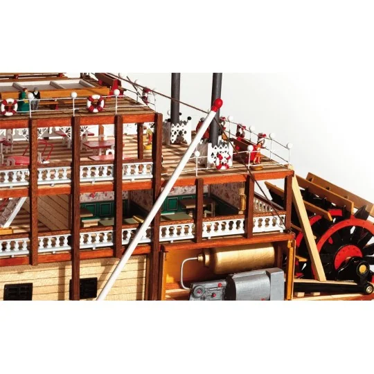 14003-Boat Mississippi 1/80 Kit Construction Wood OcCre