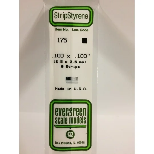 S1370175-Baguette 2.5x2.5x350mm Ref : 175 - Evergreen - S1370175