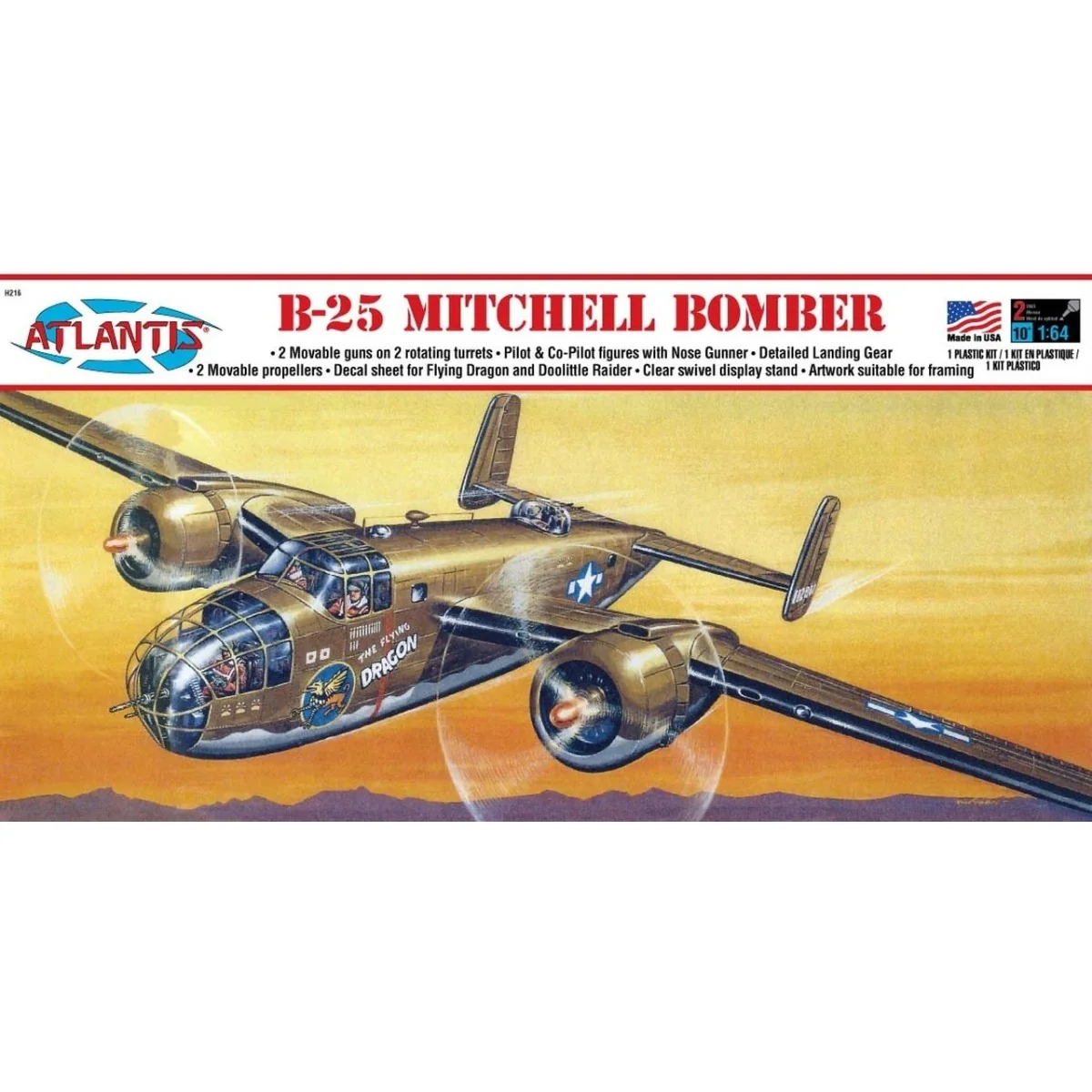 B-25 Flying Dragon aircraft with 1/64 Atlantis support Atlantis Models H216 - 1 B-25 Flying Dragon aircraft with 1/64 Atlantis support Atlantis Models H216 - 1