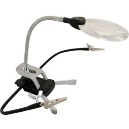 Troisième main avec loupe lumineuse, pinces flexible Excel 55669 - 1