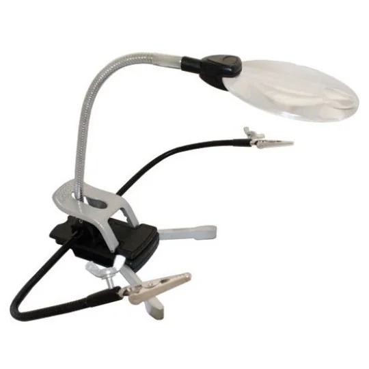 55669-Third hand with bright magnifying glass, Excel flexible tongs