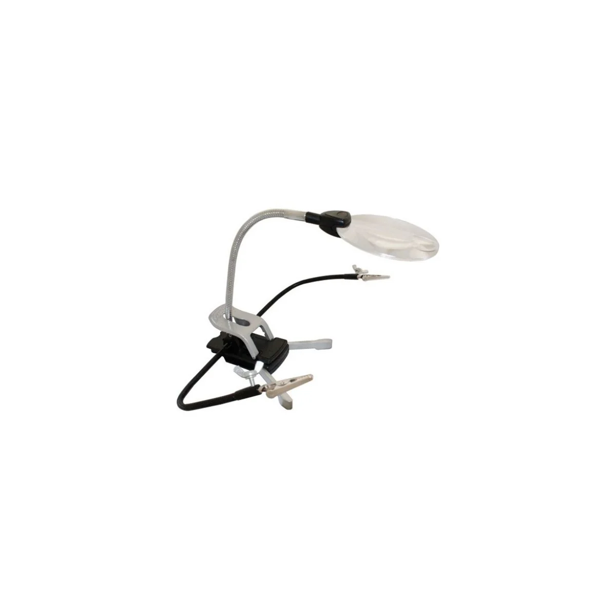 Troisième main avec loupe lumineuse, pinces flexible Excel 55669 - 1