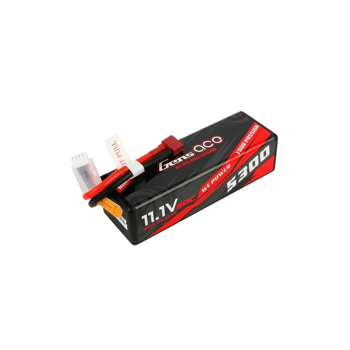Li-Po 5300mAh 60C 3S 11.1V coqué (Dean) Gens ACE Gens ACE GE3-5300-3D - 1 Li-Po 5300mAh 60C 3S 11.1V coqué (Dean) Gens ACE Gens ACE GE3-5300-3D - 1