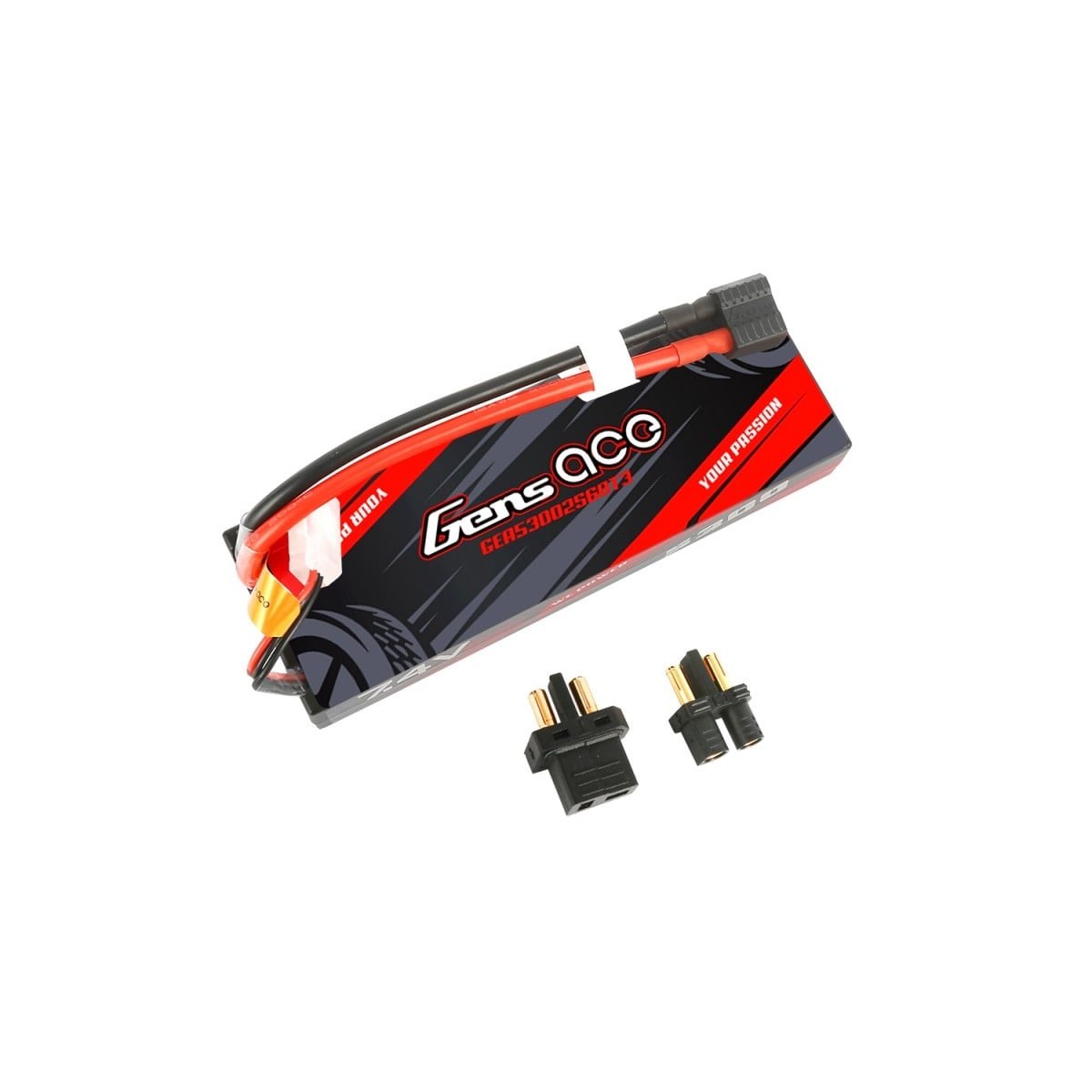 Li-Po 5300mAh 60C 2S 7.4V Shell (Dean) People ACE Bashing Gens ACE GE3-5300-2D-60-T03 - 1