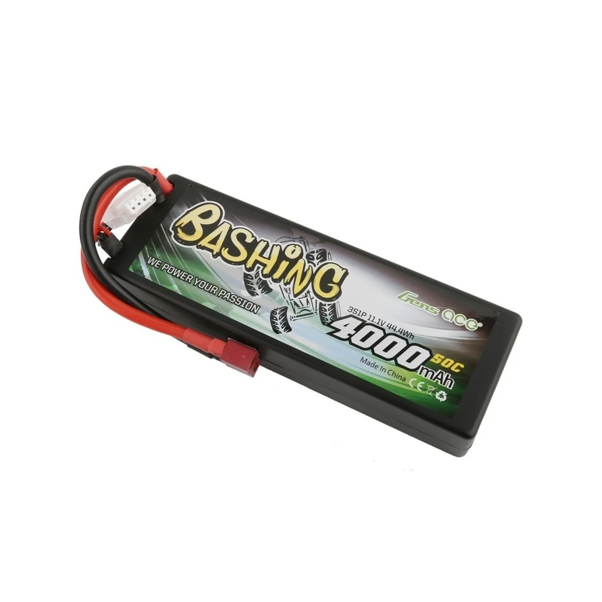 Li-Po 4000mAh 60C 3S 11.1V coqué (Dean) Gens ACE Bashing Gens ACE GE3-4000-3D-60 - 1 Li-Po 4000mAh 60C 3S 11.1V coqué (Dean) Gens ACE Bashing Gens ACE GE3-4000-3D-60 - 1