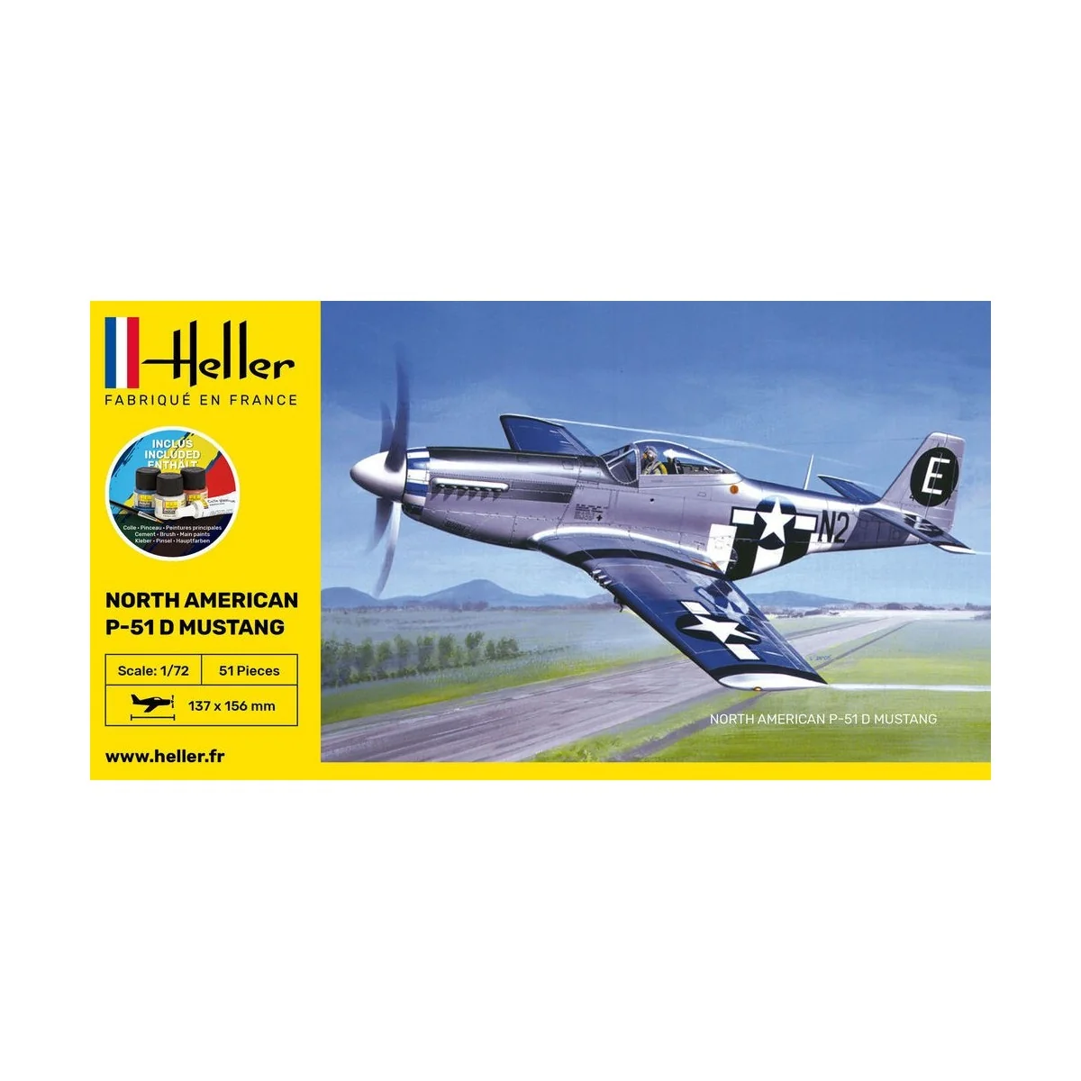 P-51 Mustang 1:72 Heller - glue and paints Heller HEL-56268 - 2 P-51 Mustang 1:72 Heller - glue and paints Heller HEL-56268 - 2